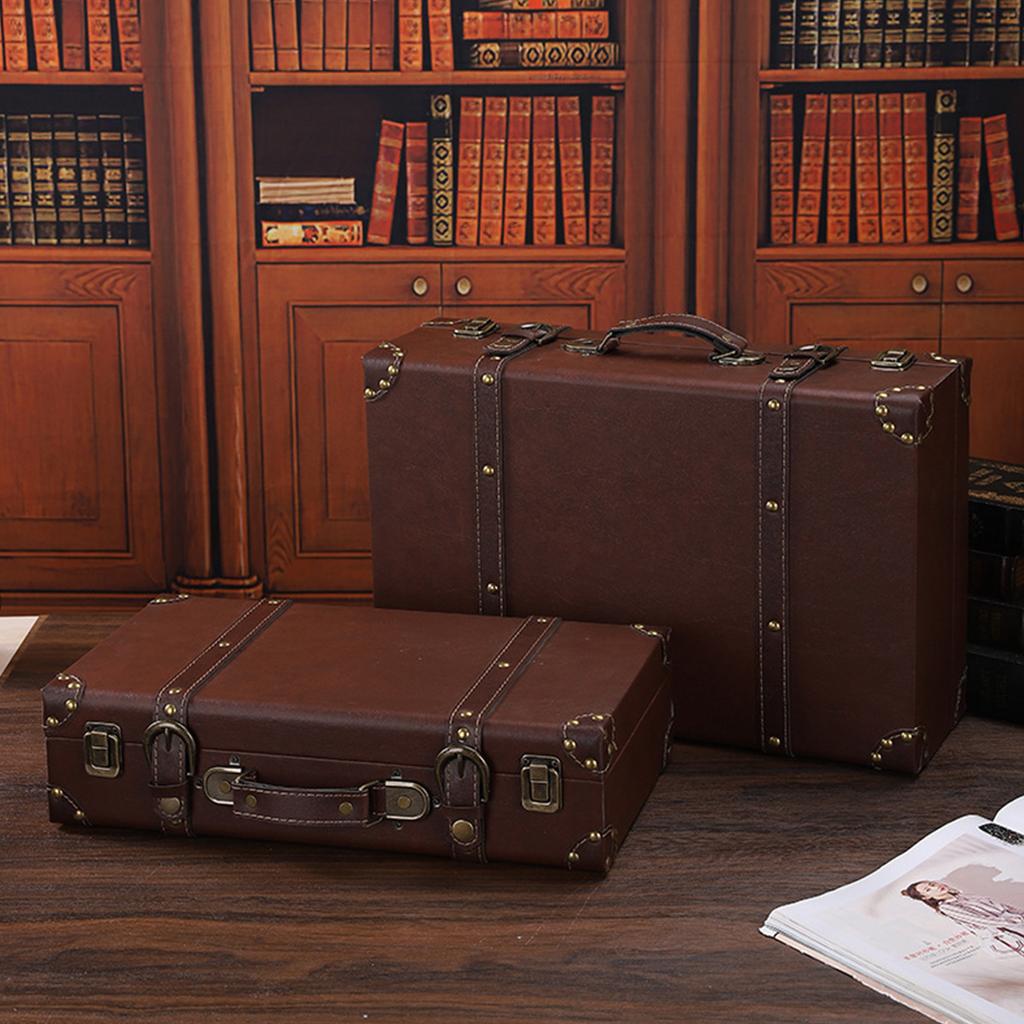 Винтажный стиль деревянный кожаный чемодан для дома или путешествий фотореквизит декоративная коробка коллекционный кейс для хранения