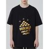 Black T Shirt with Gold Pyramid and Stars Print Oleksandr Zolota Liudyna Text Design for Casual Wear