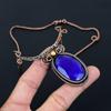 Lab Created Sapphire Gemstone Pure Copper Wire Wrapped Handmade Jewelry Necklace For Gift