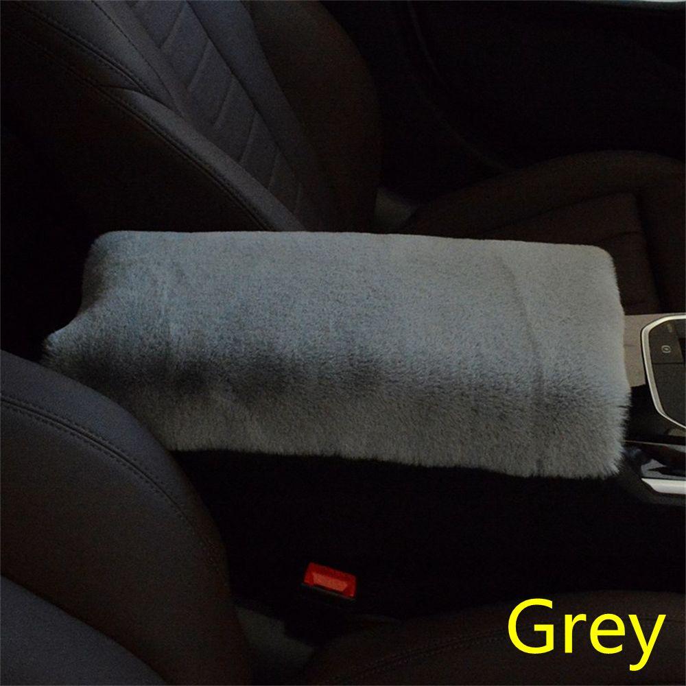 Padding Protective Rex Rabbit Hair Fur Console Box Mat Arm Rest Cover Cushion Case Car Armrest Pad
