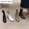 Autumn Winter Design Heel Ankle Boot Fashion Square Toe Zipper Ladies Casual Chelsea Boots Shoes Soft Leather Short Boot