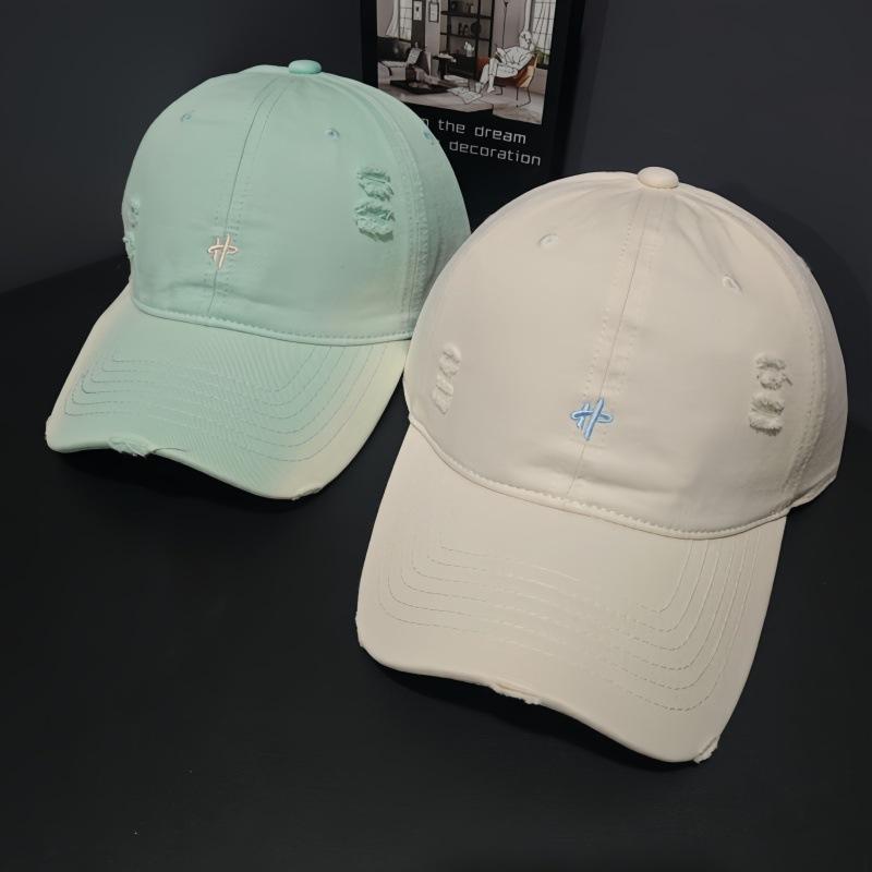 Baseball caps for men and women, new embroidered letters, holes, big head circumference, peaked cap, big brim, sunshade, sunscreen hat.