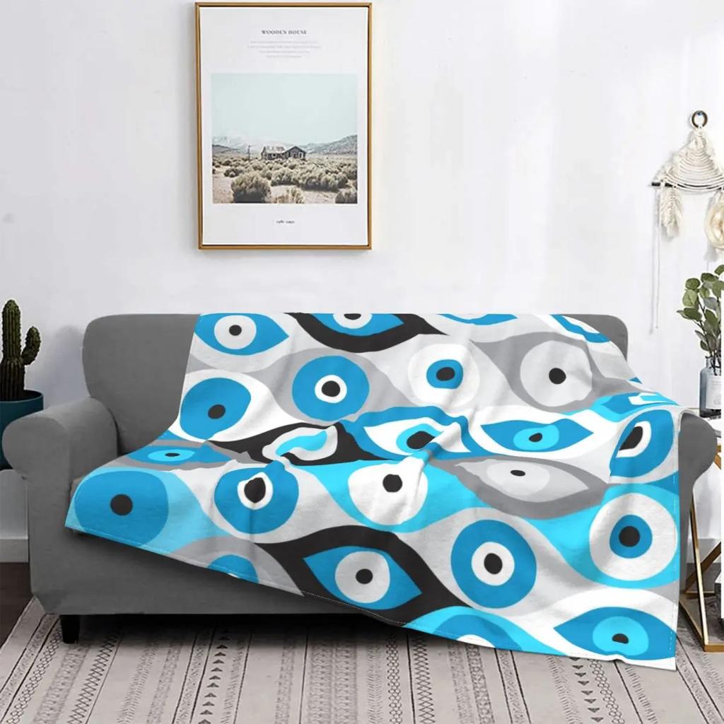 Bohemian blue eyes Printed Blanket for Sofa Bed Travel Camping Living Room Office Conditioning Blanket for All Seasons Gifts