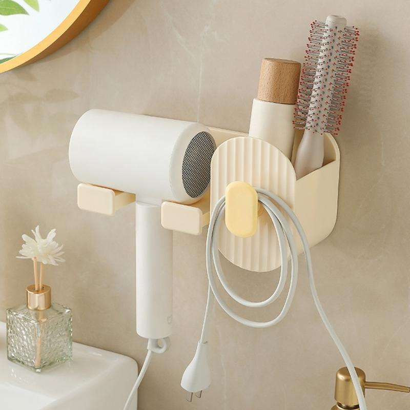 Adhesive Bathroom Hair Dryer Holder Vanities Storage Station For Styling Tools Makeup Accessories Easy Installation