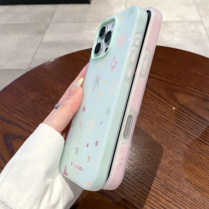 Матовый frosted чехол с рисунком, ощущением кожи, PC+TPU 2-в-1, с принтом звезд, защитная крышка, мягкая задняя крышка