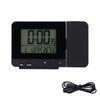 Black Projection Clock with Time Temperature LCD Screen USB Charging Clock for Home