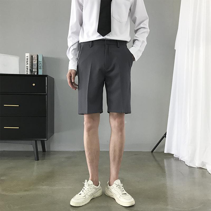 FGHJ новые летние мужские шорты, свободные прямые повседневные деловые дышащие эластичные однотонные модные брюки