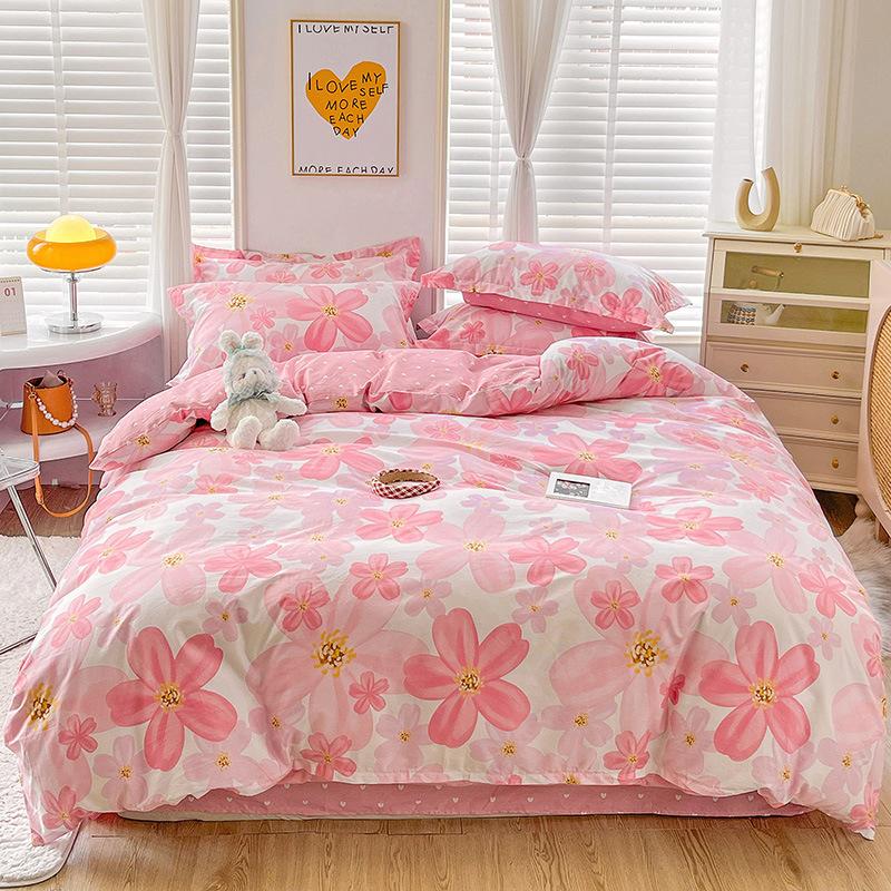 Four-piece quilt cover Household bedding Student single three-piece set Nordic simple style quilt cover quilt sheet
