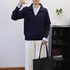 Осень и зима новый вязаный свитер топ с ложным двухслойным эффектом контрастного цвета, свободный пуловер для женщины