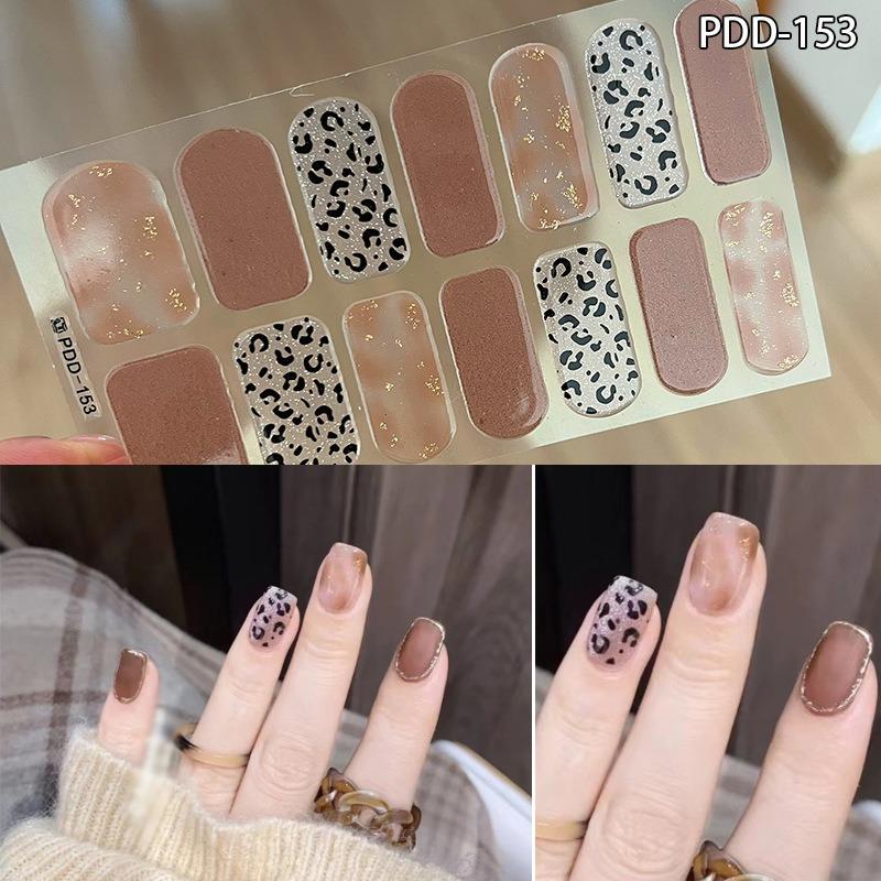 60 стилей DIY полуотвержденные гелевые наклейки для ногтей долговечные однотонные свежие цветы весной полоски для ногтей патч-слайдер наклейка с полным покрытием