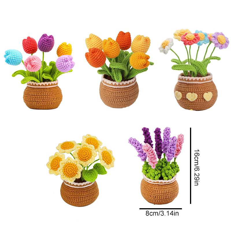 Набор для начинающих вязаных крючком цветов с хлопковой пряжей, маркерами для вязания крючком, аксессуарами для рукоделия, набором инструментов для материалов ручной работы