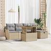 6-piece Garden Sofa Set with Beige Poly Rattan Cushions, 2-seater Garden Sofa with Storage and Cushions 3361266