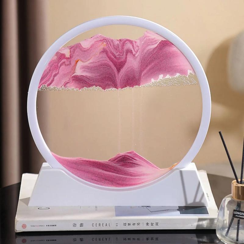 12-дюймовые 3D песочные часы с зыбучим песком, глубоководный песчаный пейзаж, художественная картина, круглая стеклянная поделка, текучая песчаная картина, гостиная, домашний декор