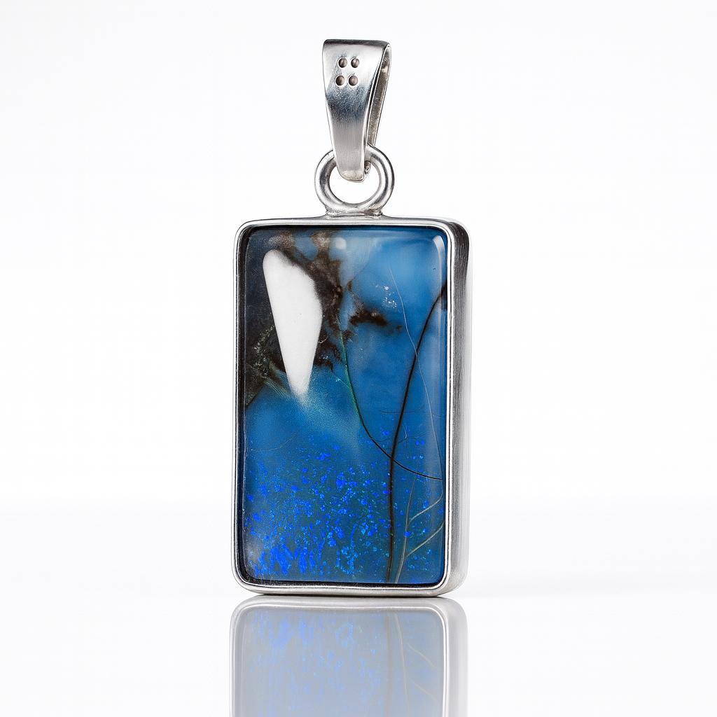 24 ct Natural Multicolor Opal 925 Sterling Silver Emerald Pendant Gemstone Jewelry Gift