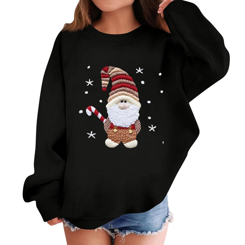 Children's Fashionable Casual Long-sleeved Loose Christmas Print Pullover Sweatshirt