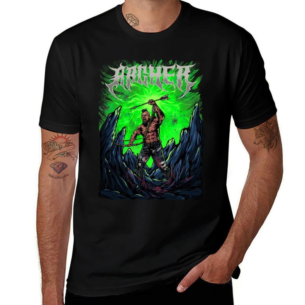 Dan Archer Metal Green T-Shirt Simple Solid Color Crew Neck Tee
