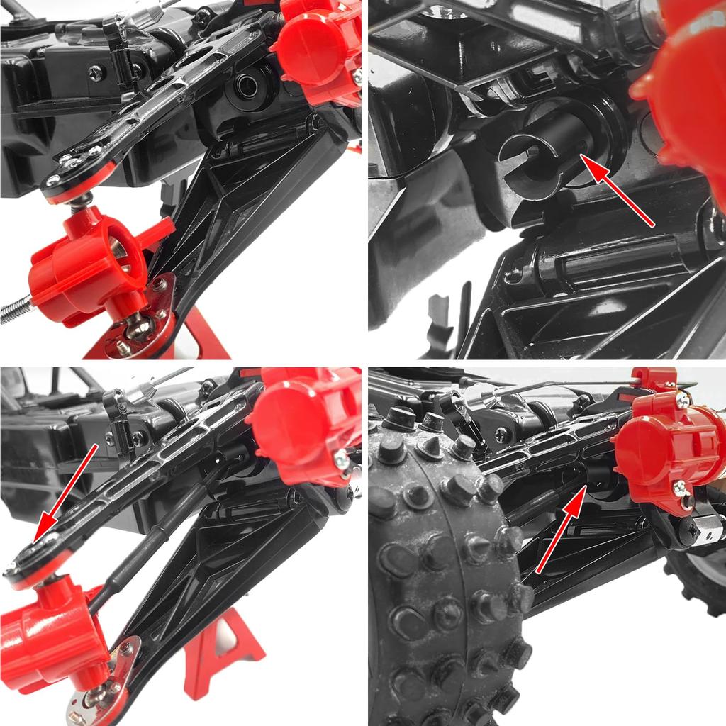 TRZX 1/10 Scale Tamiya 58391 Hot Shot 4WD RC Car Center Drive Shaft & Joint Cup Upgrade Parts (Red)