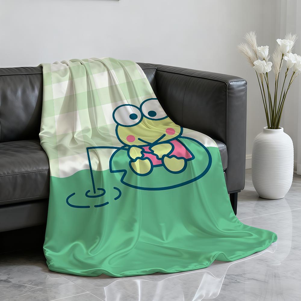 Kawaii K-Keroppi-I Chibi Blanket Soft Throw Blanket for Home Bedroom Bed Sofa Picnic Travel Office Rest Cover Blanket Gift