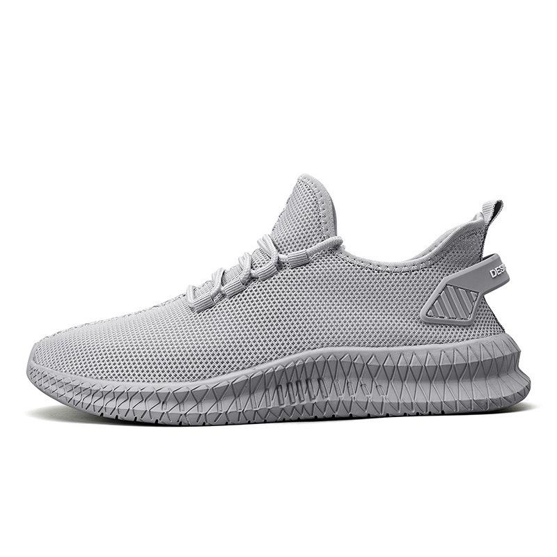 2025 Men's Flyknit White Mesh Sneakers: Plus Size, Casual Sports Shoes for Summer & Autumn
