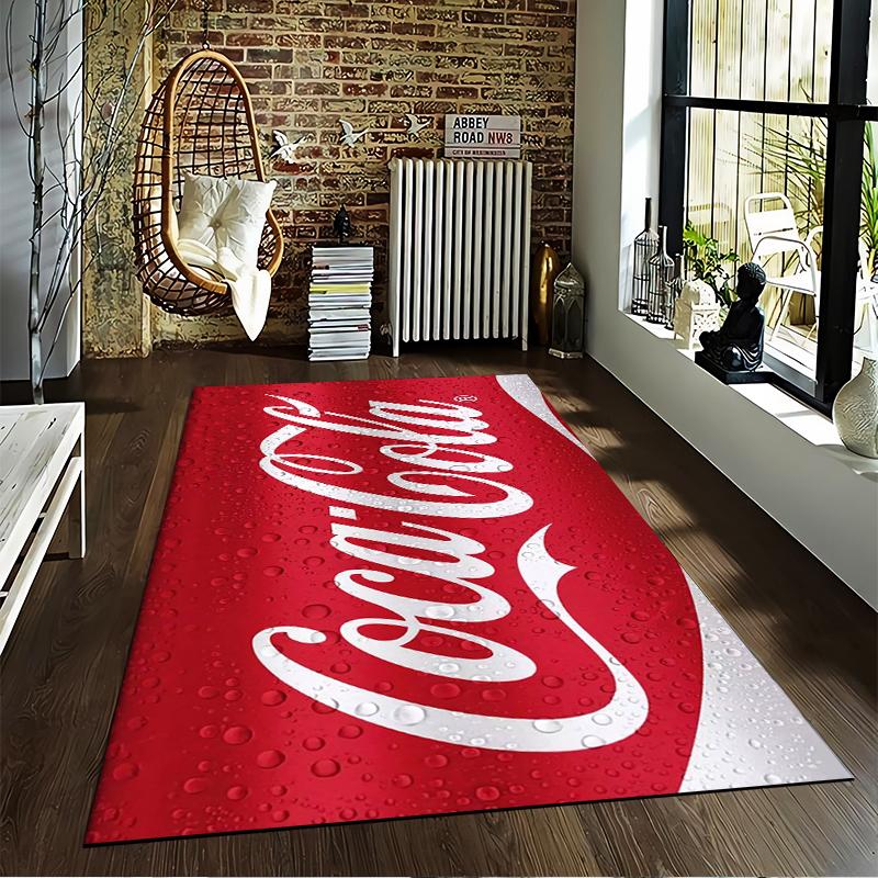 """Красная ковровая дорожка с логотипом Coca-Cola и текстурой капель воды"" Подходит для использования в качестве противоскользящего покрытия для диванов в гостиной и спальне"""