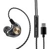 Wired Headphones with Microphone In Ear Monitor Earbuds Metal Bass HiFi Earphone Dual Drive Sport Noise Cancelling Headset