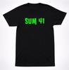 Футболка мужская и детская Sum 41 с зеленым текстовым логотипом Zombie: Черный Неоновый Панк-Рок Дизайн - Унисекс Футболка с Логотипом Группы, Стиль Поп-Панк Начала 2000-х
