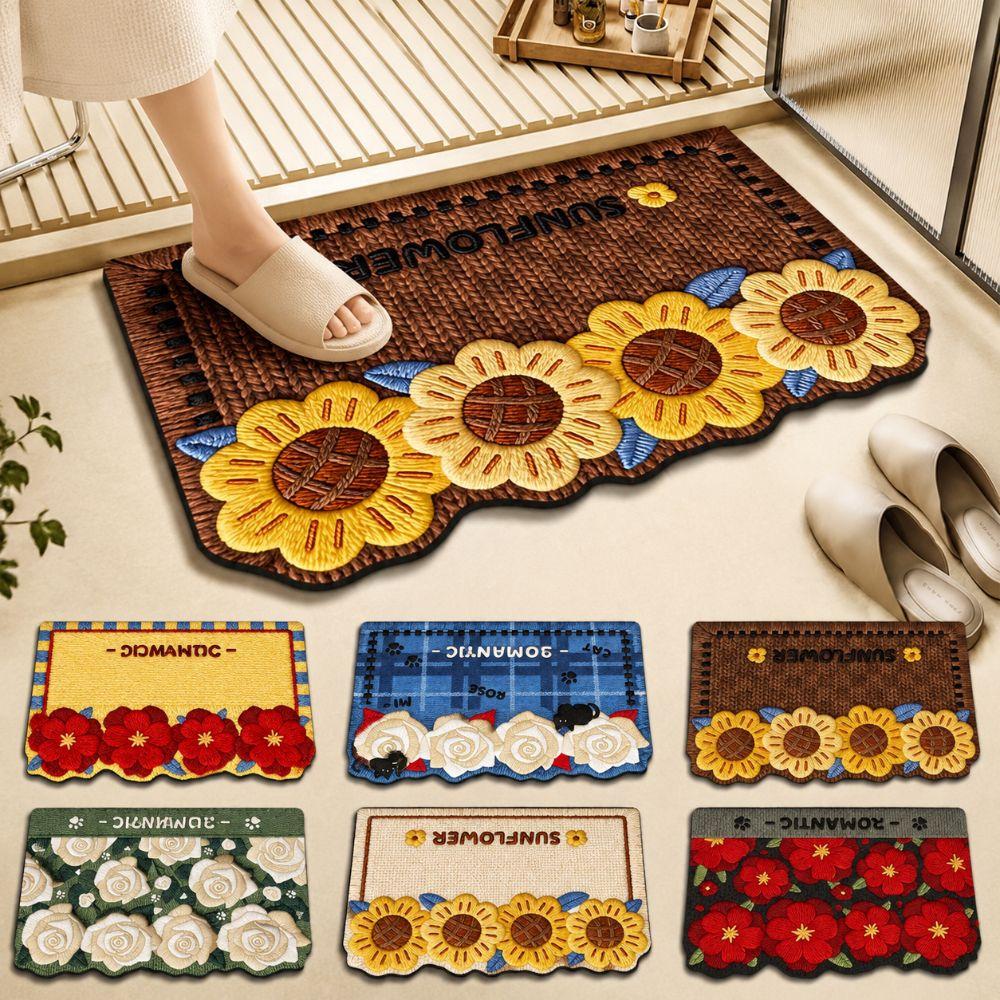 Roses/Sunflowers Bathroom Carpet Soft Bedroom Door Small Rug Durable Entrance Carpet Table Bedside