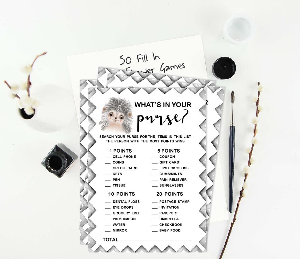 Inkdotpot Игровой набор Baby Shower из 50 игр BabyA AlphabetA ABCA Game Hedgehog Jungle Animals Party