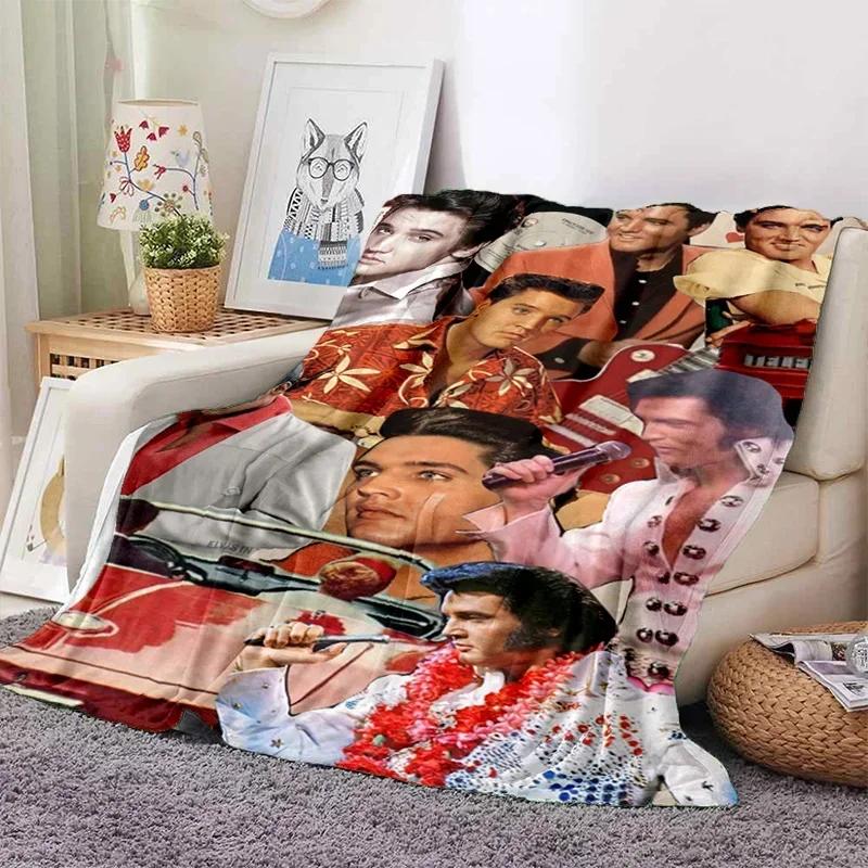 E-Elvis Presley Throw Blanket Soft Flannel Thin for Bed Sofa Cover Bedspread Home Deco Picnic Cooling Blankets for Beds Gift
