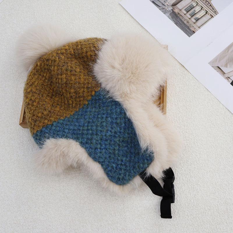 Модная флисовая утолщенная шапка женская зимняя ветрозащитная с защитой ушей шапка-ушанка для велоспорта, катания на лыжах, вязаная шерстяная шапка