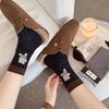 Korean Striped Cloth Label Cute Bear Mid-Tube Socks Contrasting Boneless Cotton Socks