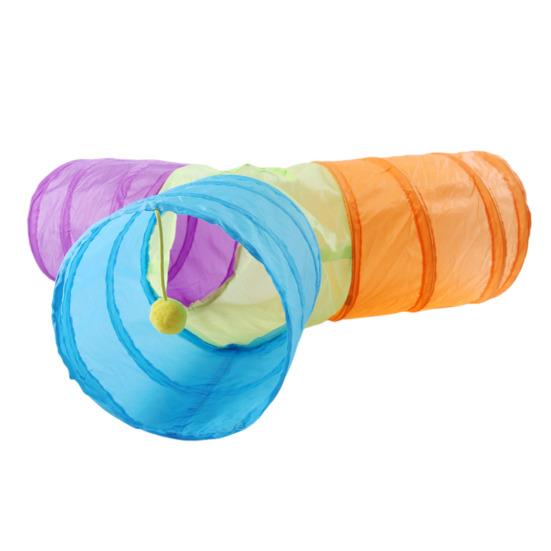 Складной кошачий туннель с каркасом из высокоэластичной стальной проволоки, Y-образный тройник, 4-цветная комбинация, кошачий туннель