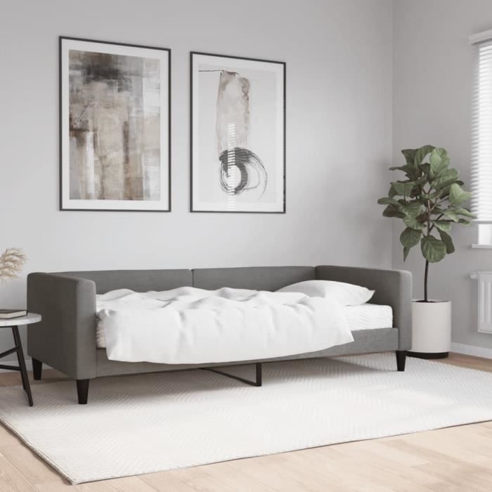 VidaXL Daybed with Mattress Dark Grey 90x200 Cm Fabric 3196561