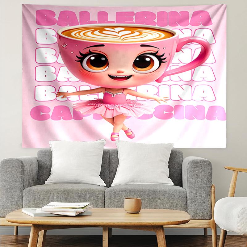 Ballerina Cappuccina Tapestry for Bedroom Aesthetic Classroom Tapestries Wall Hanging for Living Room Dorm Office,Ideal Creative Gift