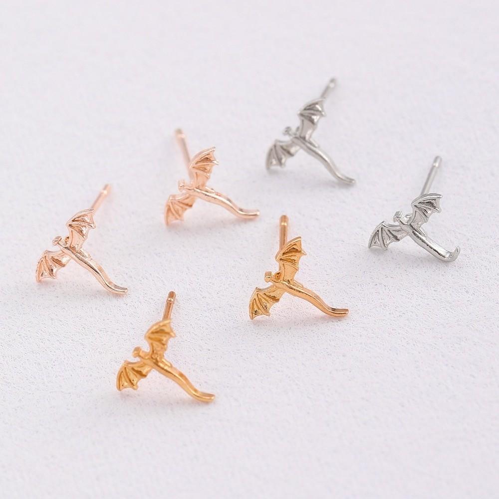 Personality Metal Stud Earrings Small Flying Dragon Stud Earrings Vintage Dragon Earrings Daily