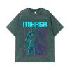 275 GSM Washed T-shirts 100% Cotton Attack on Titan V6 Mikasa Print Unisex Heavy Cotton T Shirt