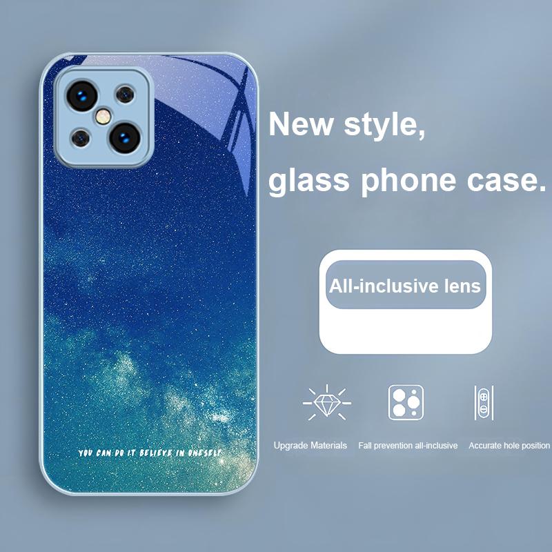 Блестящее Звездное Небо Для Find X5 X3 Lite Reno 6 4Z 5G OPPO A72 79 73 58 A54S OnePlus Nord N200 Закаленное Стекло Чехол Для Телефона