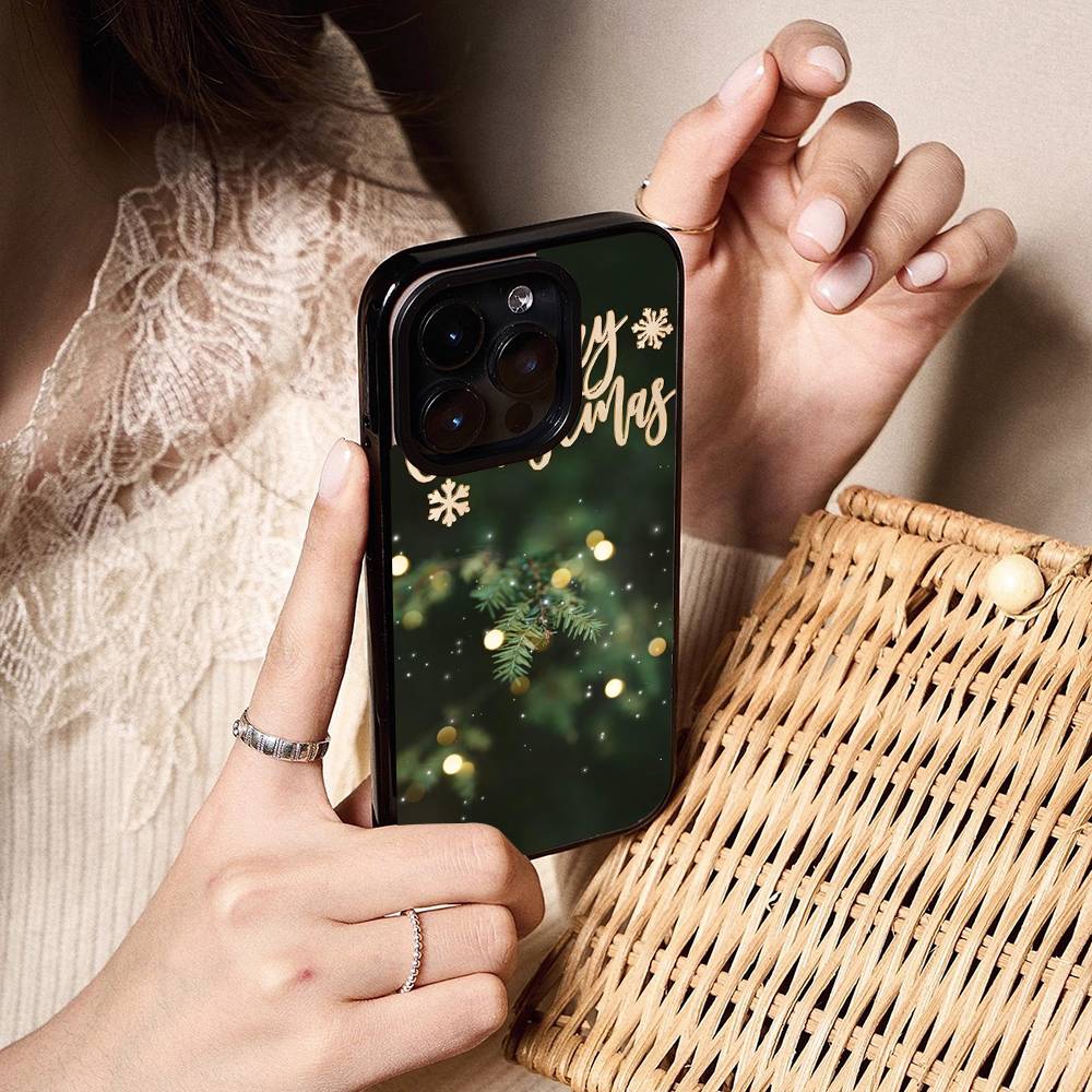 Модный Чехол для Телефона с Рисунком Елки в Стиле Ins Для IPhone17 16 15 14 13 12 11 Pro Max Глянцевая Жесткая PC Крышка HD