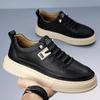 Модная Премиальная Мужская Кожаная Повседневная Обувь Удобные Кроссовки Легкая Мужская Обувь для Ходьбы Толстая Подошва Обувь для Скейтборда Тренировочная Обувь