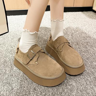 Осенние женские мокасины с круглым носком и толстой подошвой