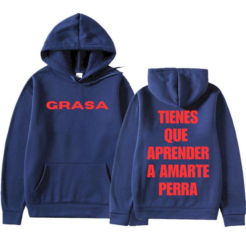 Рэпер Нати Пелусо Принт Букв Grasa Модные Хип-хоп Толстовки Мужские Женские Мода Повседневная Эстетика Тренд Свободные Пуловеры