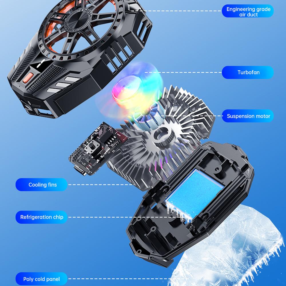 Перезаряжаемый вентилятор рассеивания тепла для мобильного телефона, универсальный игровой радиатор охлаждения с задним зажимом для iPhone, Samsung, Xiaomi, Huawei