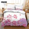 Cherry Blossoms Duvet Cover Set Japanese Floral Bedding Set Microfiber Romantic Theme Quilt Cover Twin King For Valentine's Day