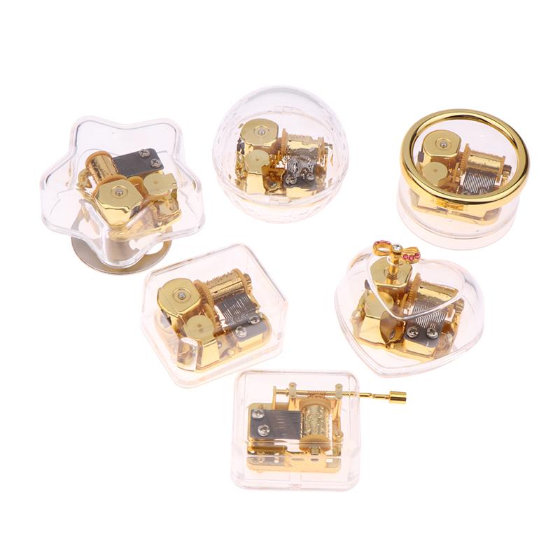 Креативный ручной музыкальный футляр, мини-акриловый прозрачный металлический механизм, октавная коробка, украшение для дома и автомобиля, подарки на день рождения для пары