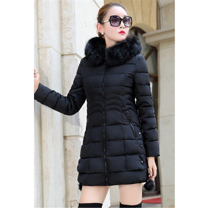 Women's Winter Coat Long Cotton Padded Jacket Slim Female Thick Down Jacket