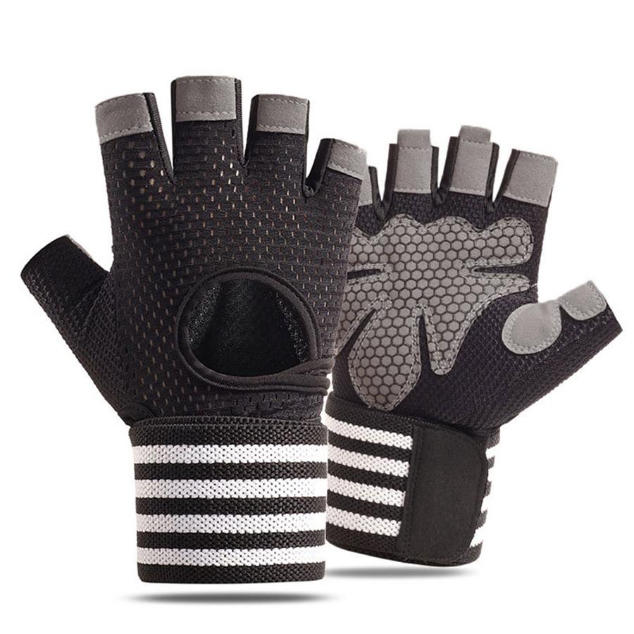 Дышащие перчатки для тяжелой атлетики с мягкими обмотками для запястий, полная защита ладони для тренировок в зале