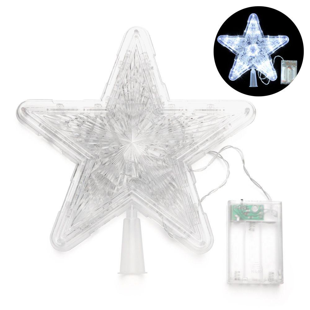 Merry Christmas LED Glowing Star Night Light Christmas Tree Top Ornaments Five-pointed Star Lamp