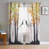 Forest Tree Bird Sheer Curtains For Living Room Bedroom Home Decor Kitchen Tulle For Windows Voile Drapes