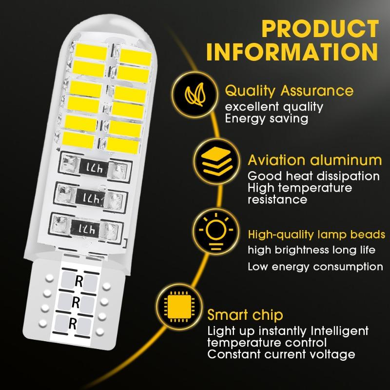 Автомобильный габаритный фонарь T10 3014 LED 24SMD лампа для чтения Универсальный силиконовый водонепроницаемый широкий свет Plug Play W5W подсветка номерного знака