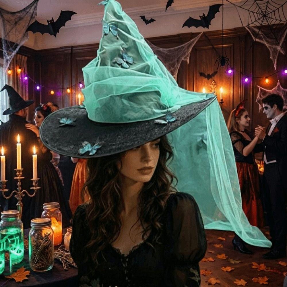 Pleated Halloween Party Butterfly Witch Gothic Wizard Cap Cosplay Dress Up Hat Halloween Makeup